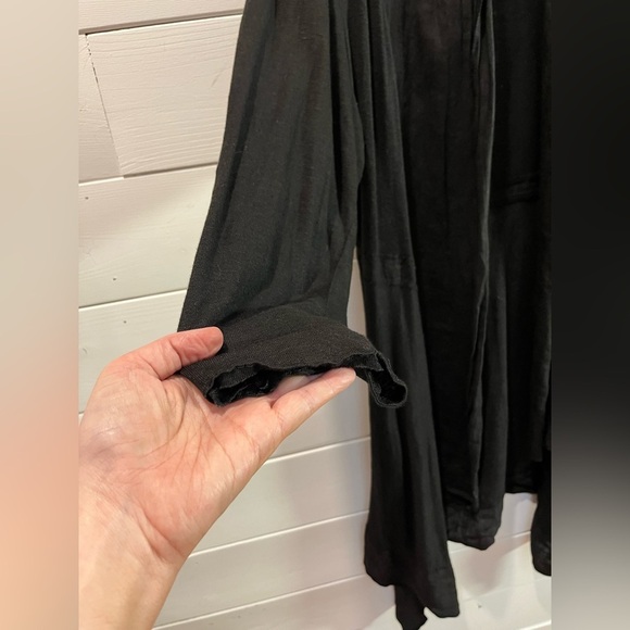 ❣️🖤 CUT LOOSE – Black Linen-Blend Cardigan Size L - Picture 6 of 12